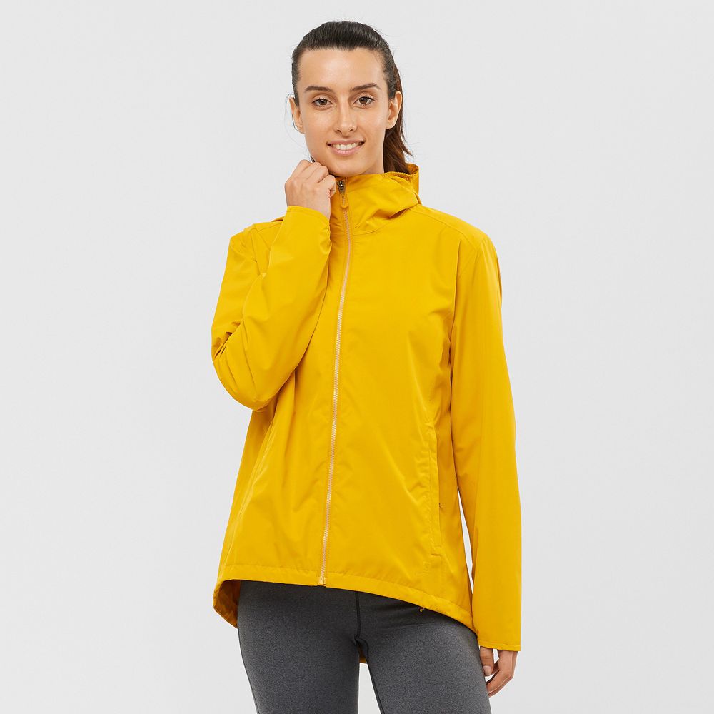 Salomon Singapore Womens Jackets - ESSENTIAL WATERPROOF 2L Yellow | 23589-XCWH